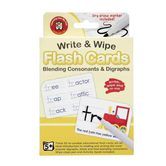 LCBF Write & Wipe Flashcards Blending Consonants & Digraphs with Marker Ages 5+