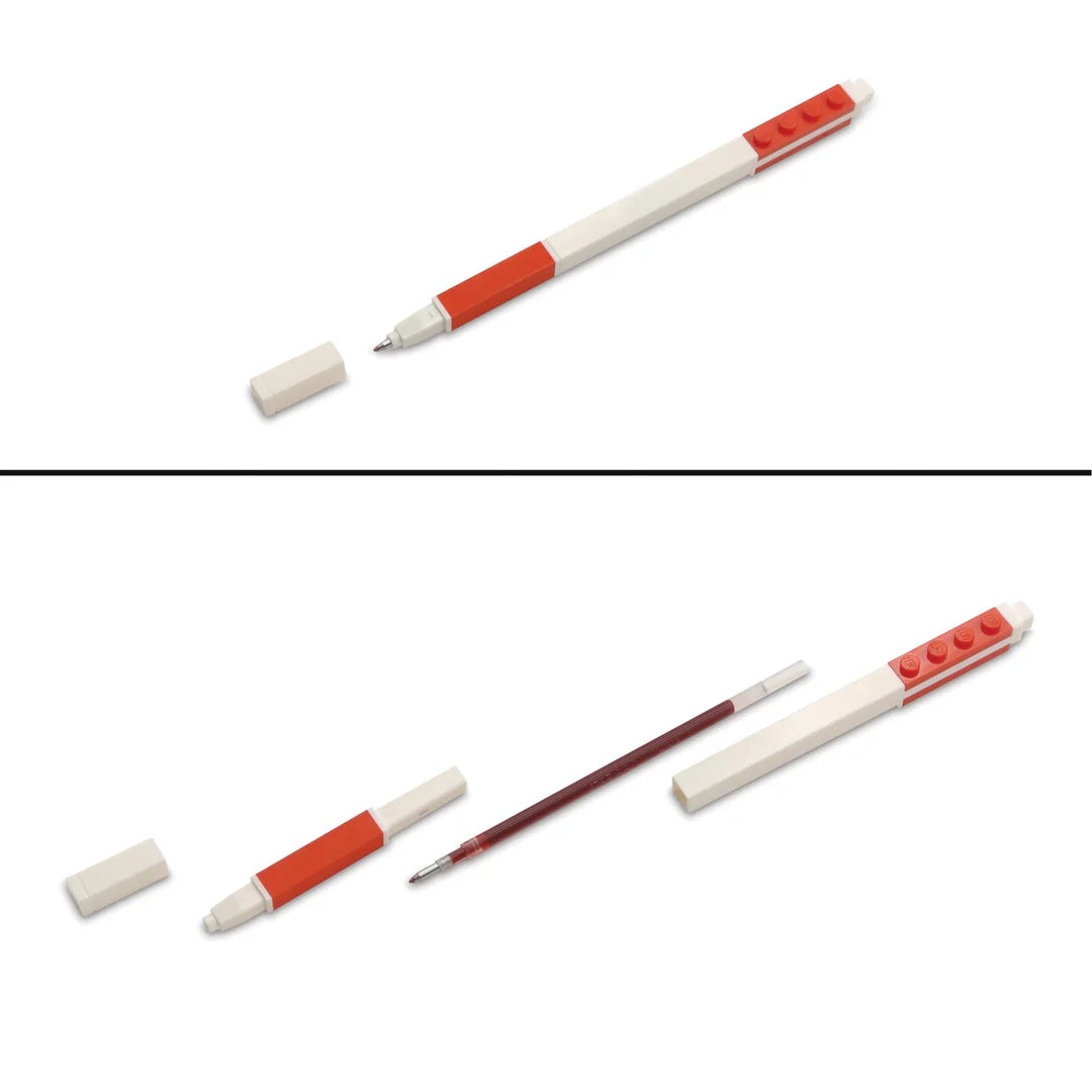 LEGO® Gel Pen Medium Tip 0.7mm Red | Customisable with LEGO Bricks