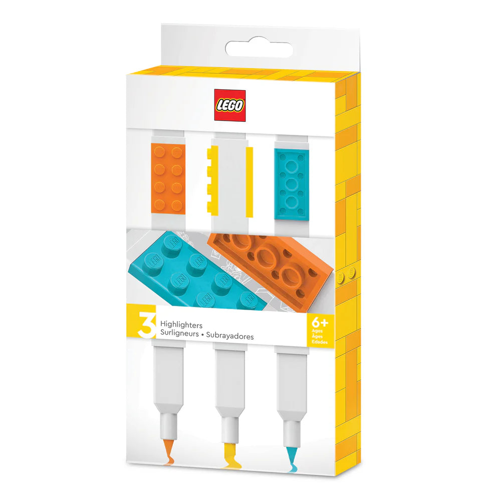 LEGO® Highlighters 3 Pack – Chisel Tip | Stackable & Customisable Stationery