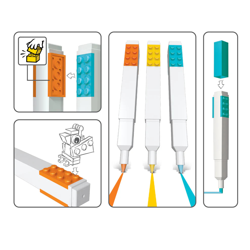 LEGO® Highlighters 3 Pack – Chisel Tip | Stackable & Customisable Stationery