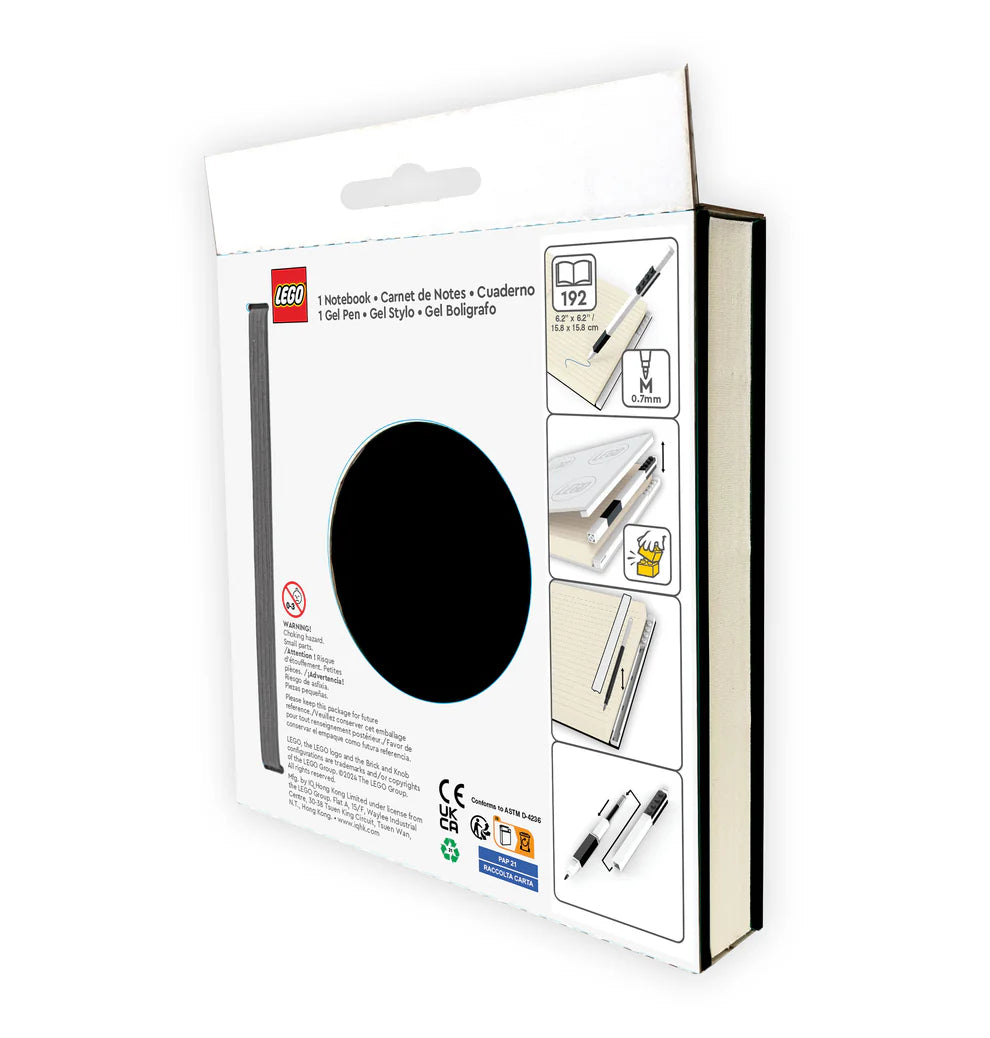 LEGO® Locking Notebook with Gel Pen – Black | 192 Pages & Gift Box