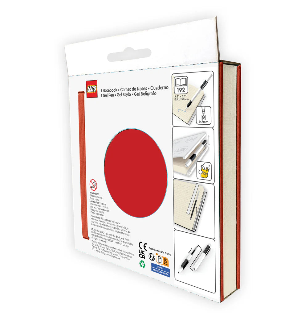 LEGO® Locking Notebook with Gel Pen – Red | 192 Pages & Gift Box