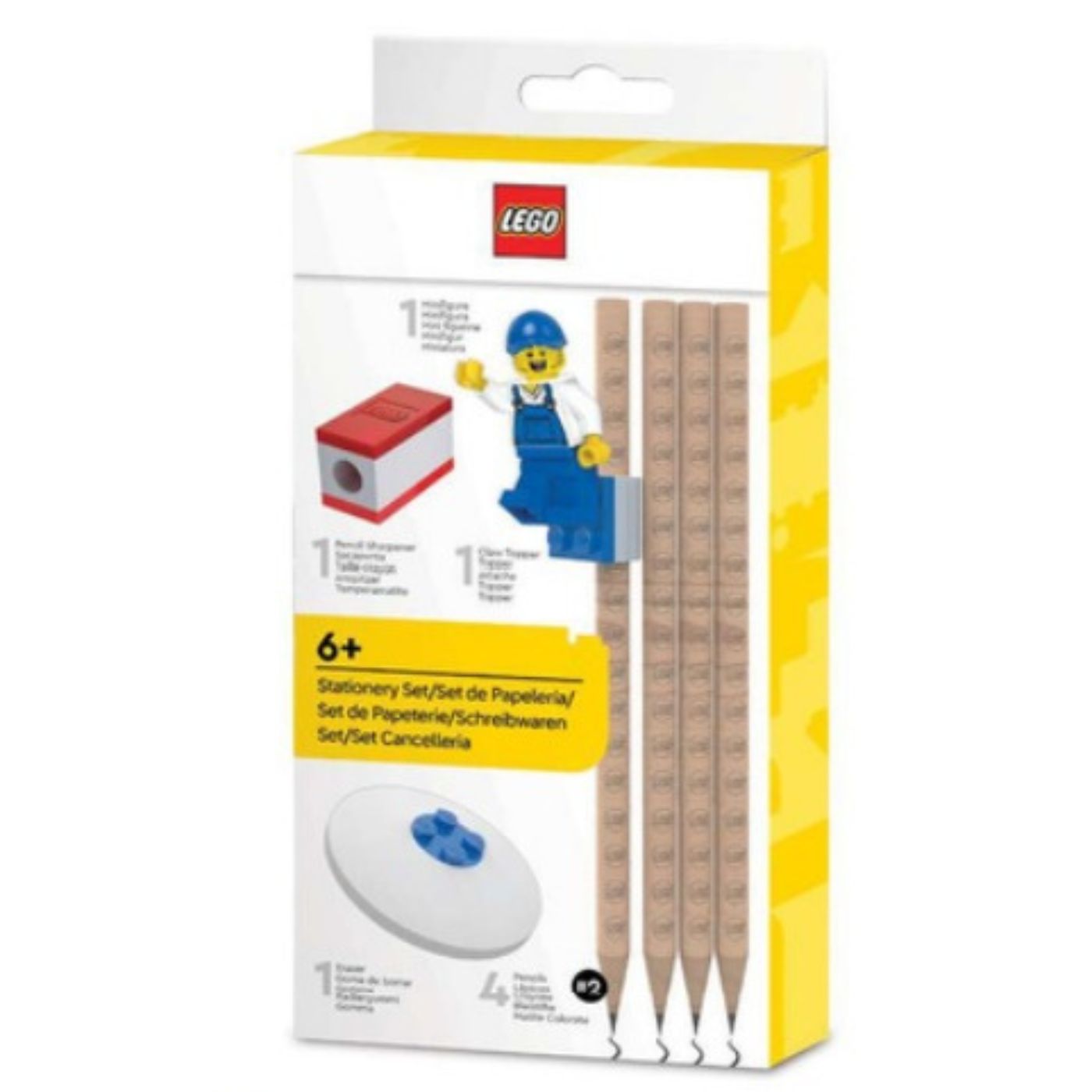 LEGO® Pencil Set with Minifigure | Official LEGO Stationery | Buildable Eraser, Sharpener & Topper