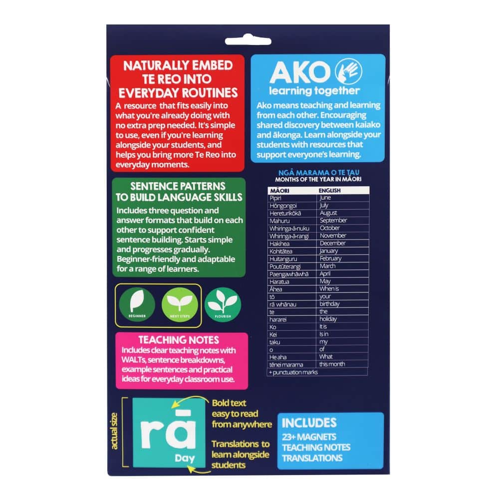 Learning Toolbox NZ Magnetic Months in Te Reo Maori 23+pcs