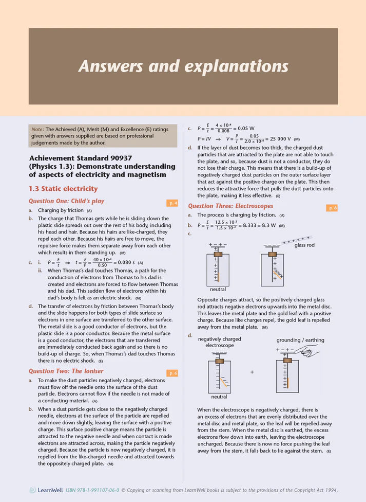 Learnwell Level 1 Physics AME Workbook – NCEA Exam Revision NZ