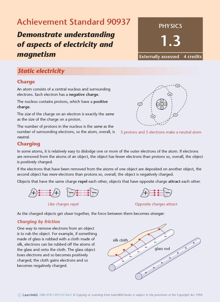 Learnwell Level 1 Physics AME Workbook – NCEA Exam Revision NZ
