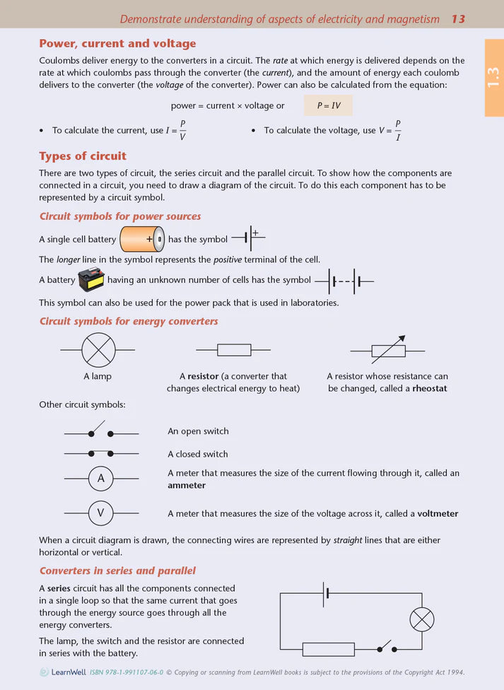 Learnwell Level 1 Physics AME Workbook – NCEA Exam Revision NZ