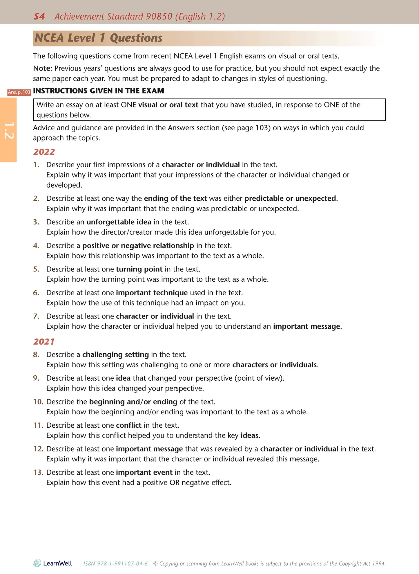 Learnwell Level 1 English AME Workbook – NCEA Revision NZ