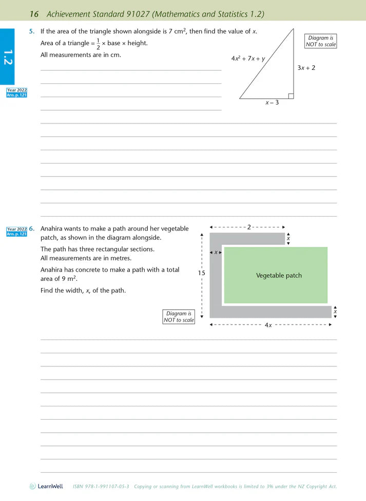 Learnwell Level 1 Maths & Stats AME Workbook – NCEA Revision NZ