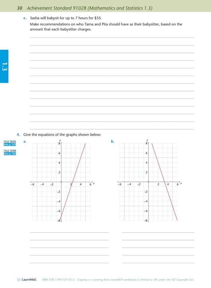 Learnwell Level 1 Maths & Stats AME Workbook – NCEA Revision NZ