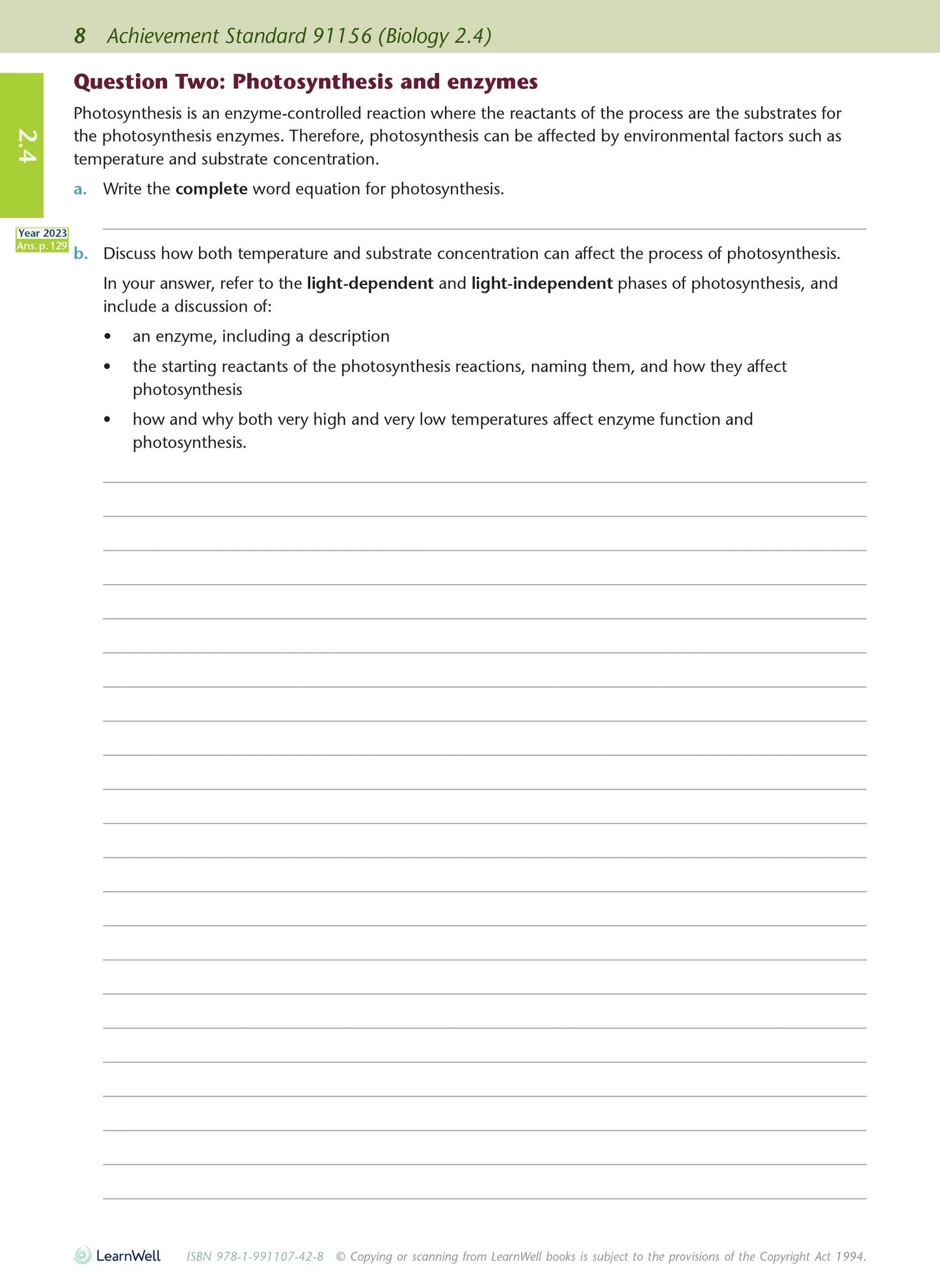 Learnwell Level 2 Biology AME Workbook – NCEA Study Guide