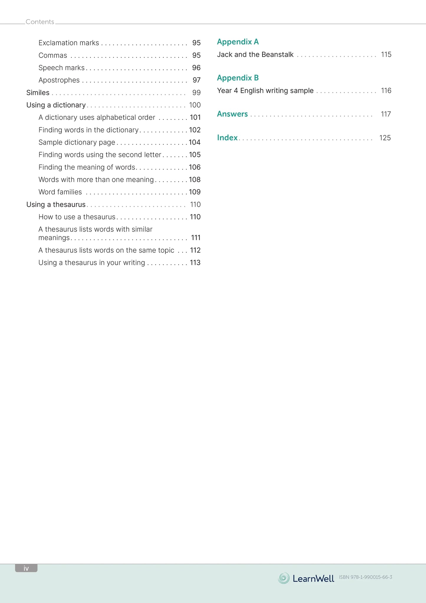 Learnwell Year 4 English Start Right Workbook