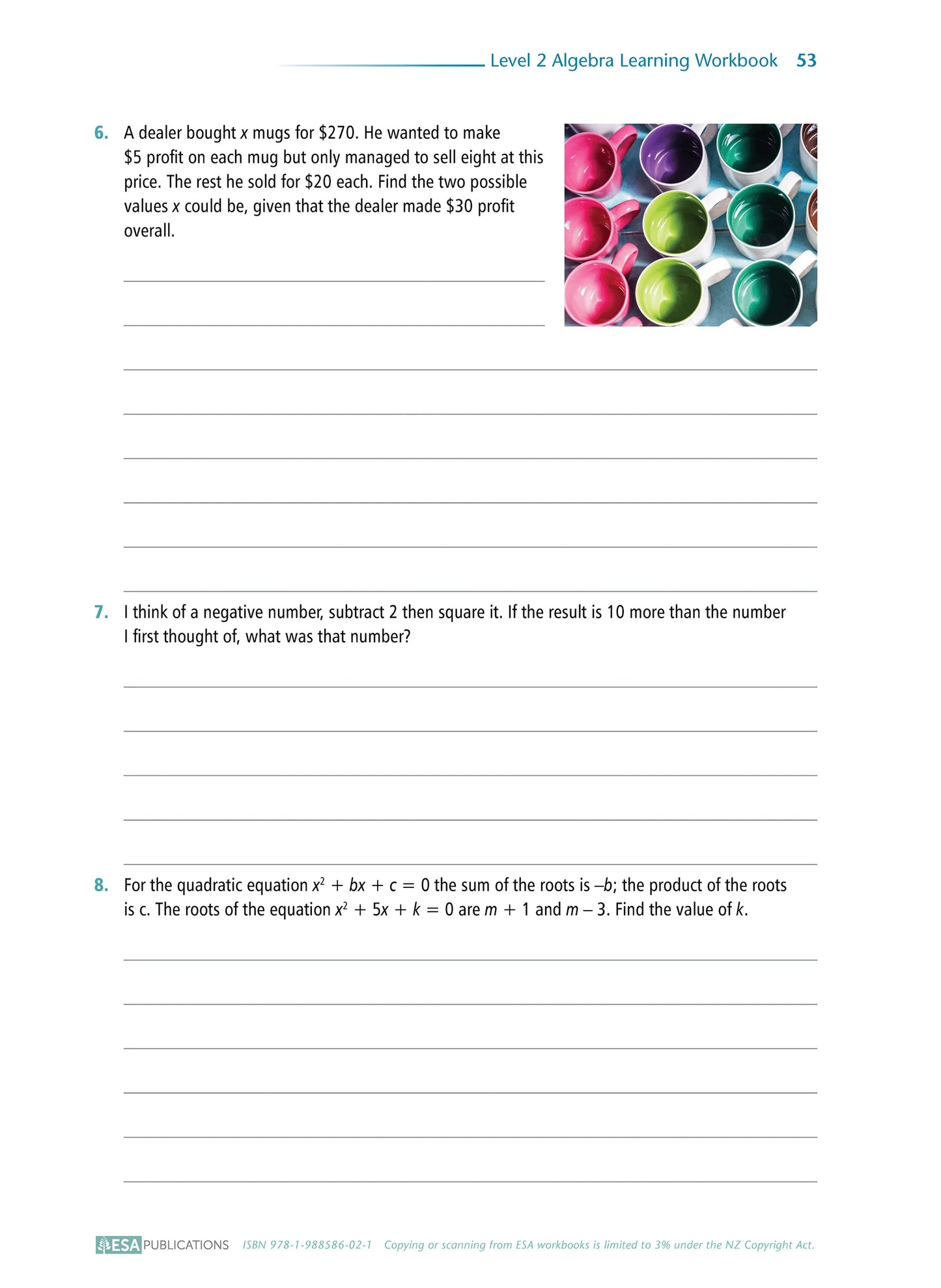 Level 2 Algebra 2.6 Learning Workbook