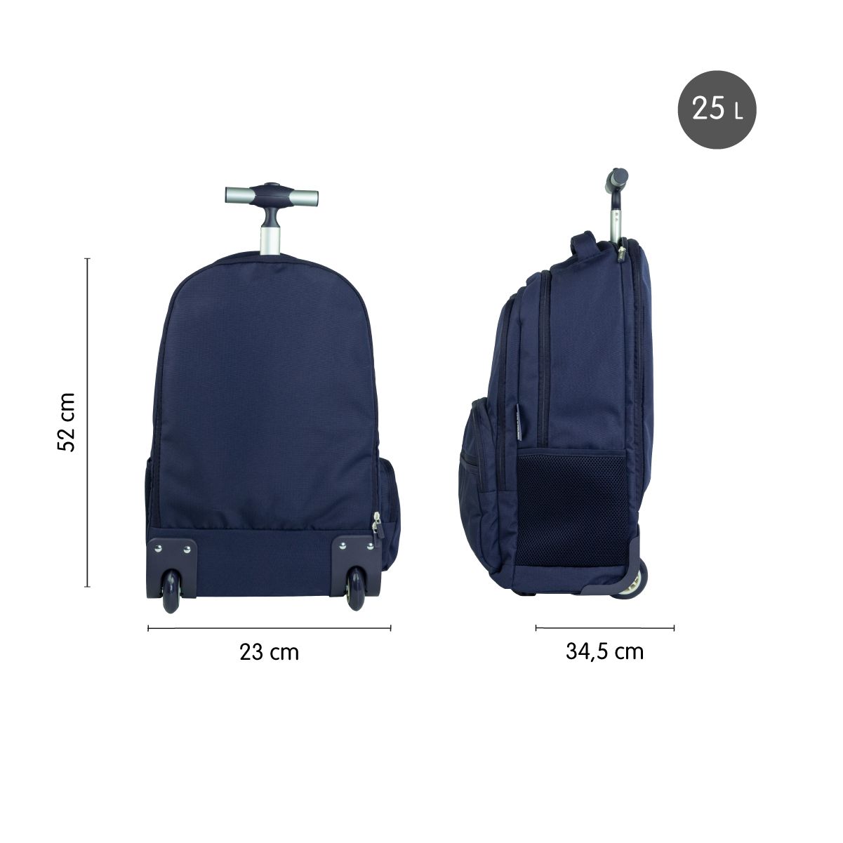Milan 6-Zip Wheeled Backpack 25L – Navy Blue | 430 Collection | School Depot NZ
