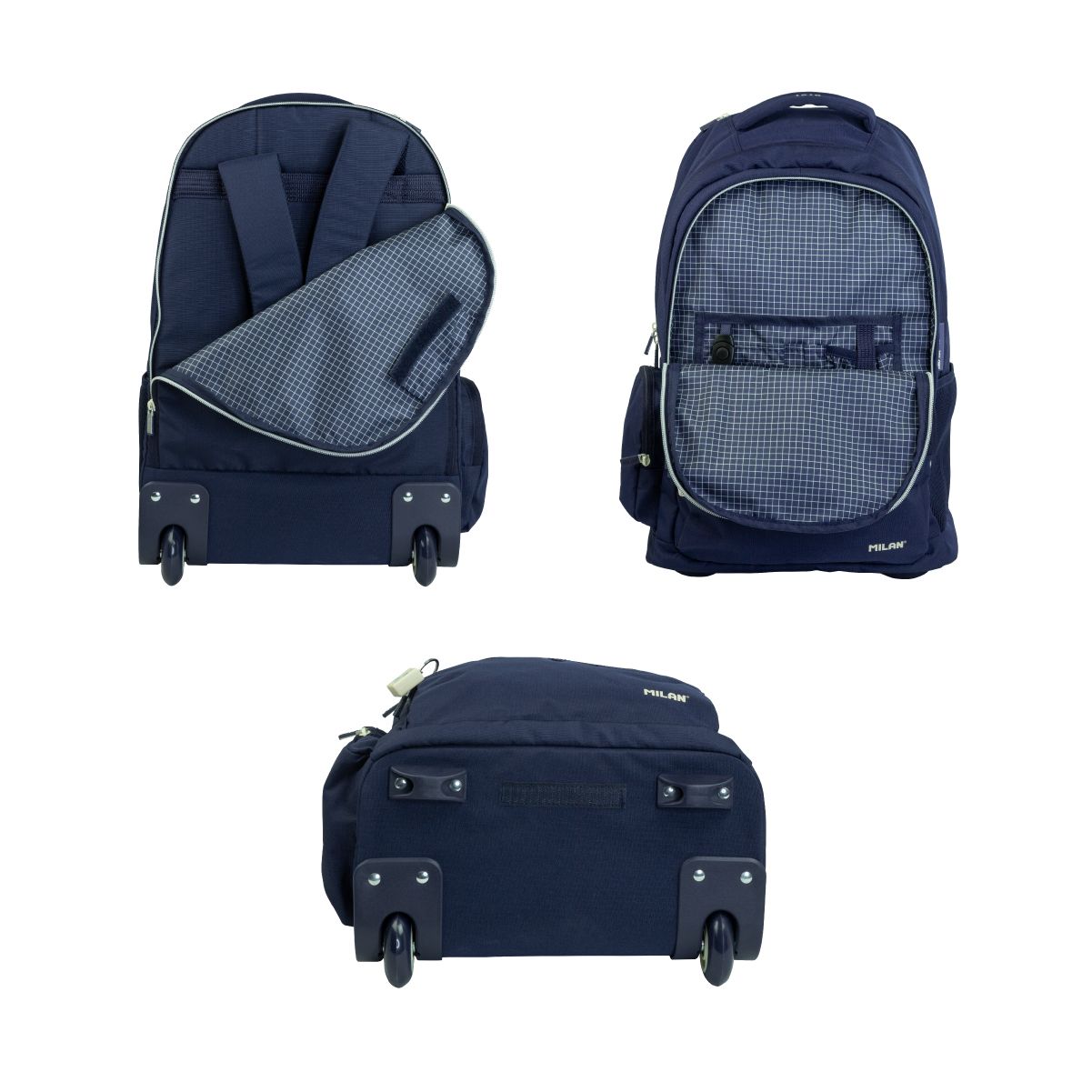 Milan 6-Zip Wheeled Backpack 25L – Navy Blue | 430 Collection | School Depot NZ