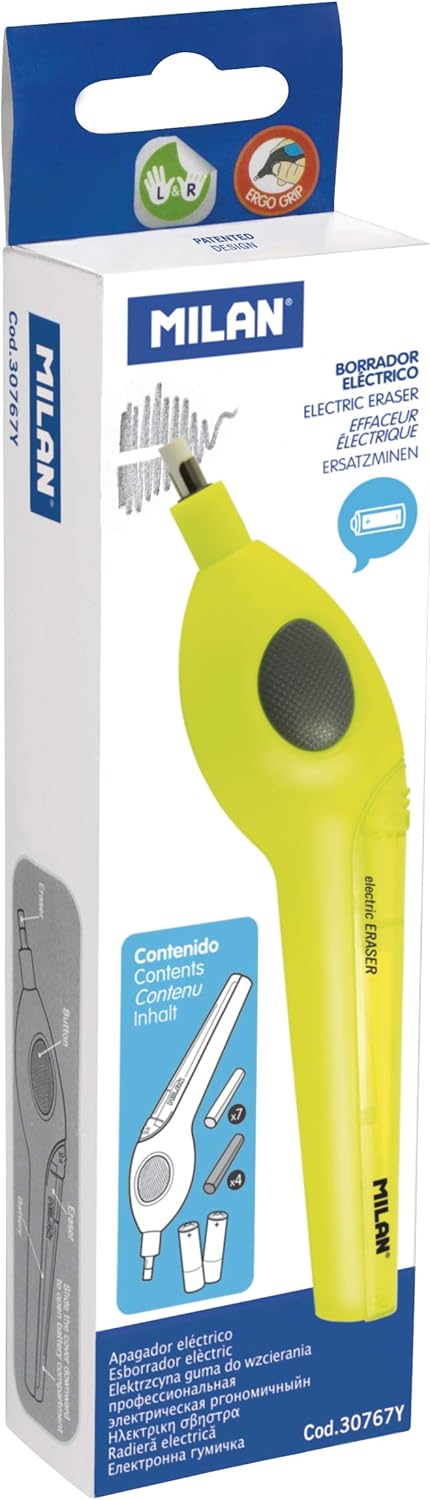 Milan Electric Eraser for Graphite Pencils Yellow