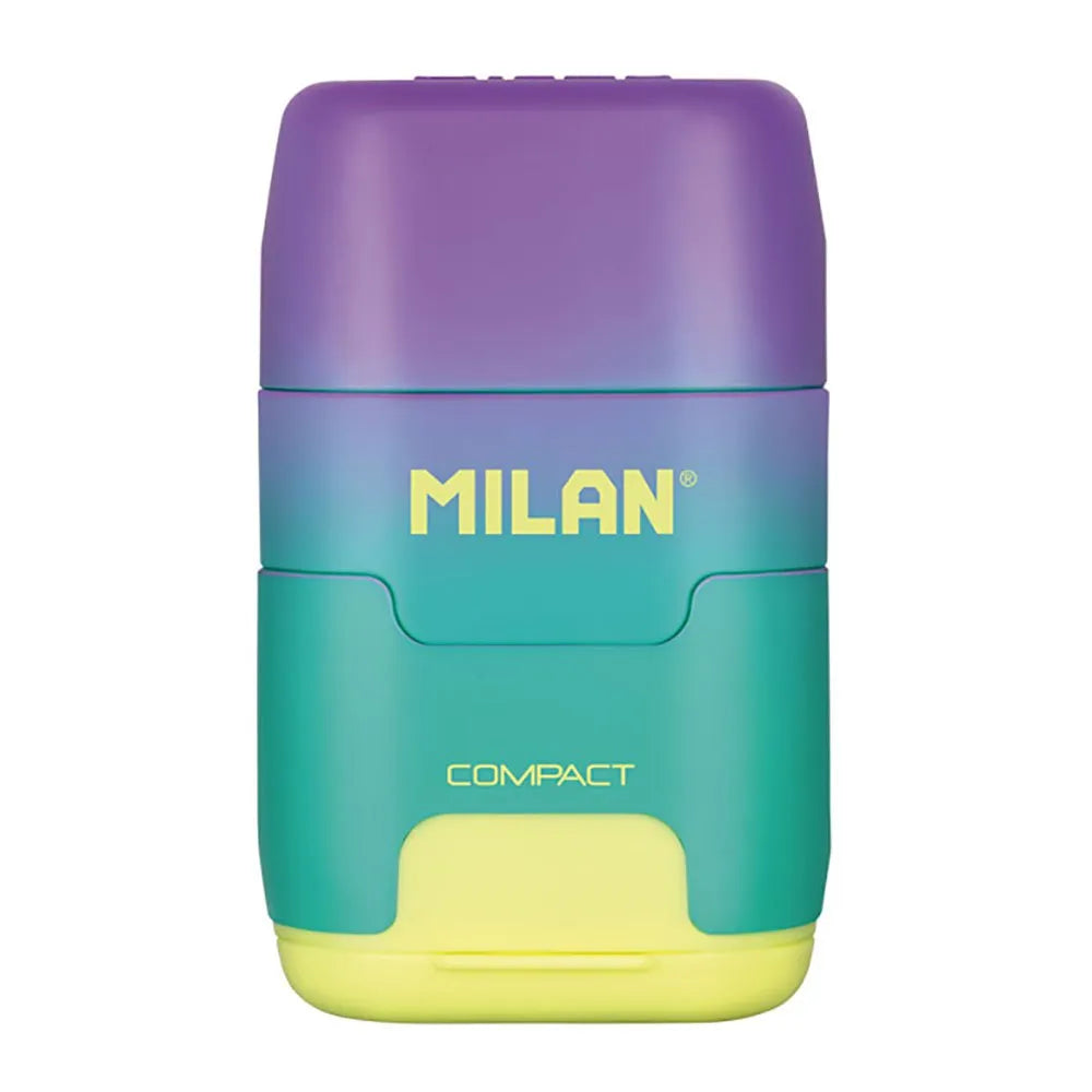 Milan Sunset Range Compact Double-Hole Sharpener & Eraser Combo Assorted Colours