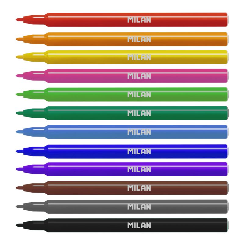 Milan Fibre-Tip Markers Felt Pen Washable Value Pack 12