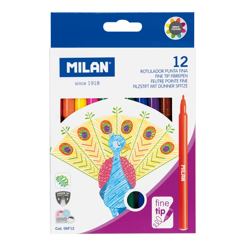 Milan Fibre-Tip Markers Felt Pen Washable Value Pack 12