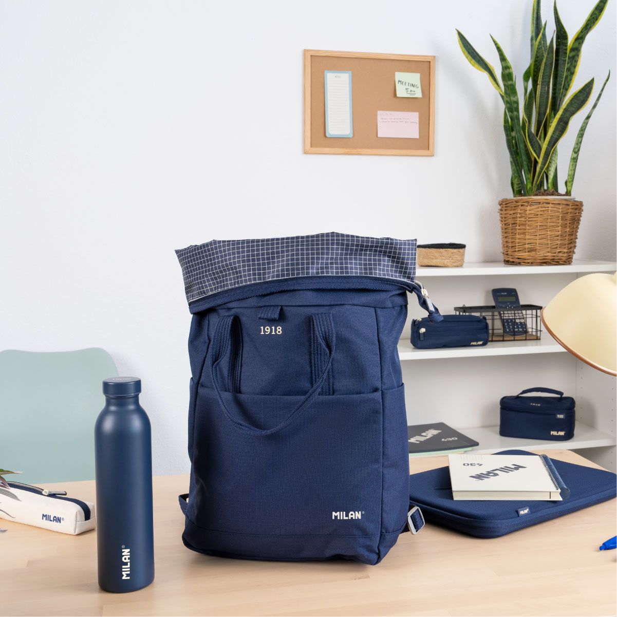 Milan Urban Backpack Top Roll Closure 10L 1918 Series Navy Blue