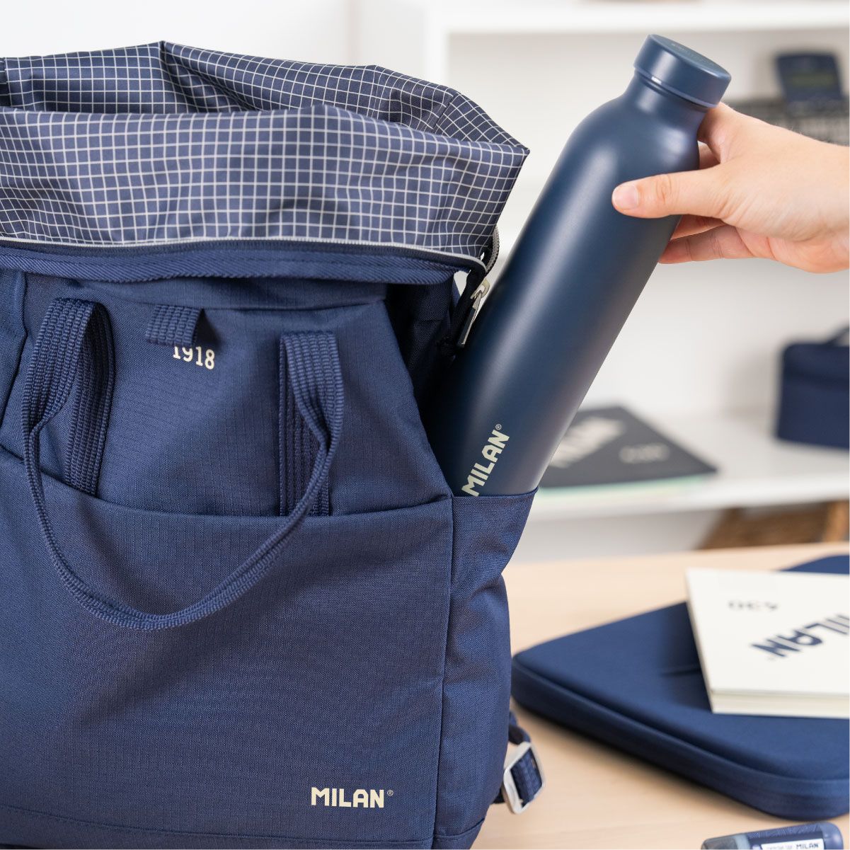 Milan Urban Backpack Top Roll Closure 10L 1918 Series Navy Blue