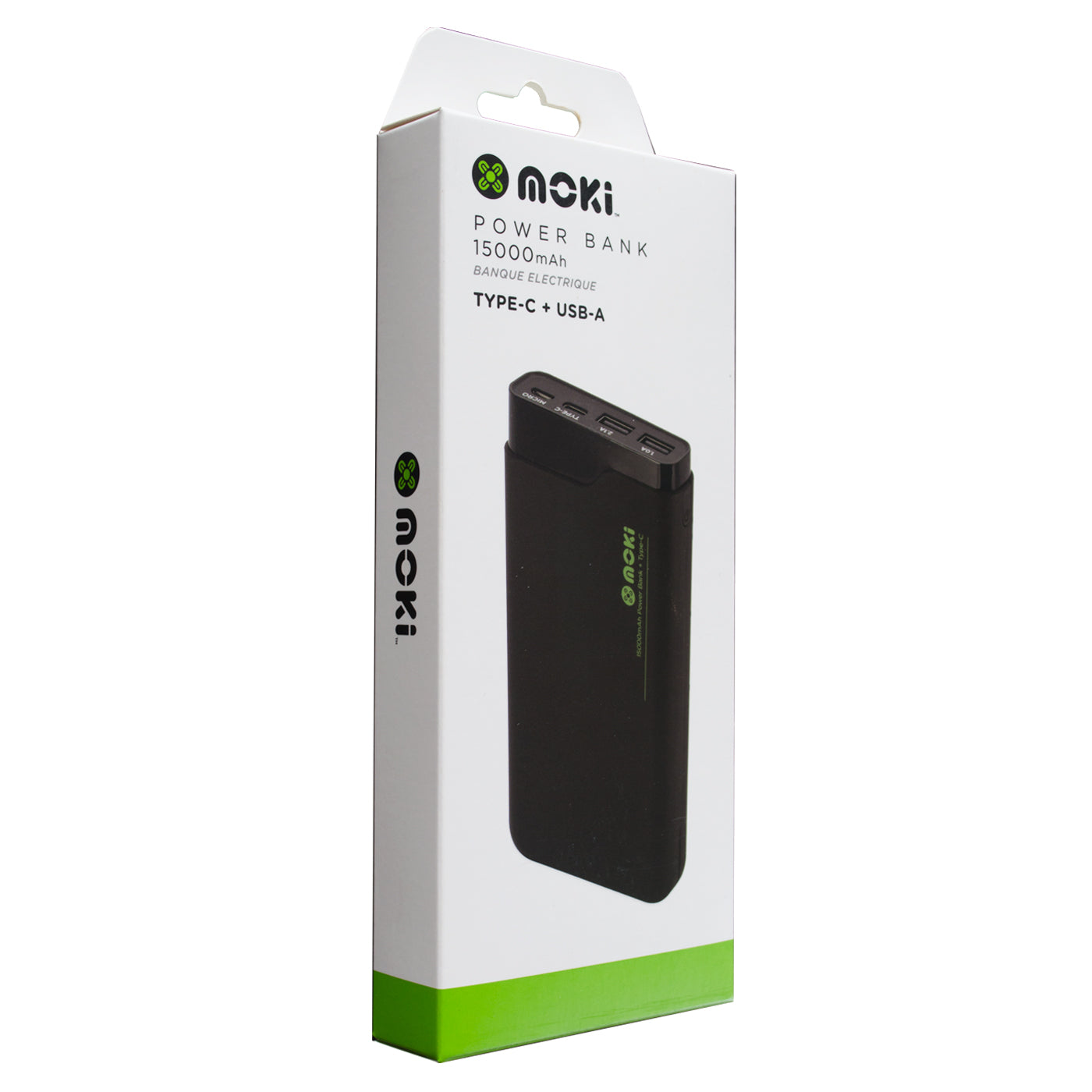 Moki Power Bank Plus 15000mAh USB + Type-C Fast Charge