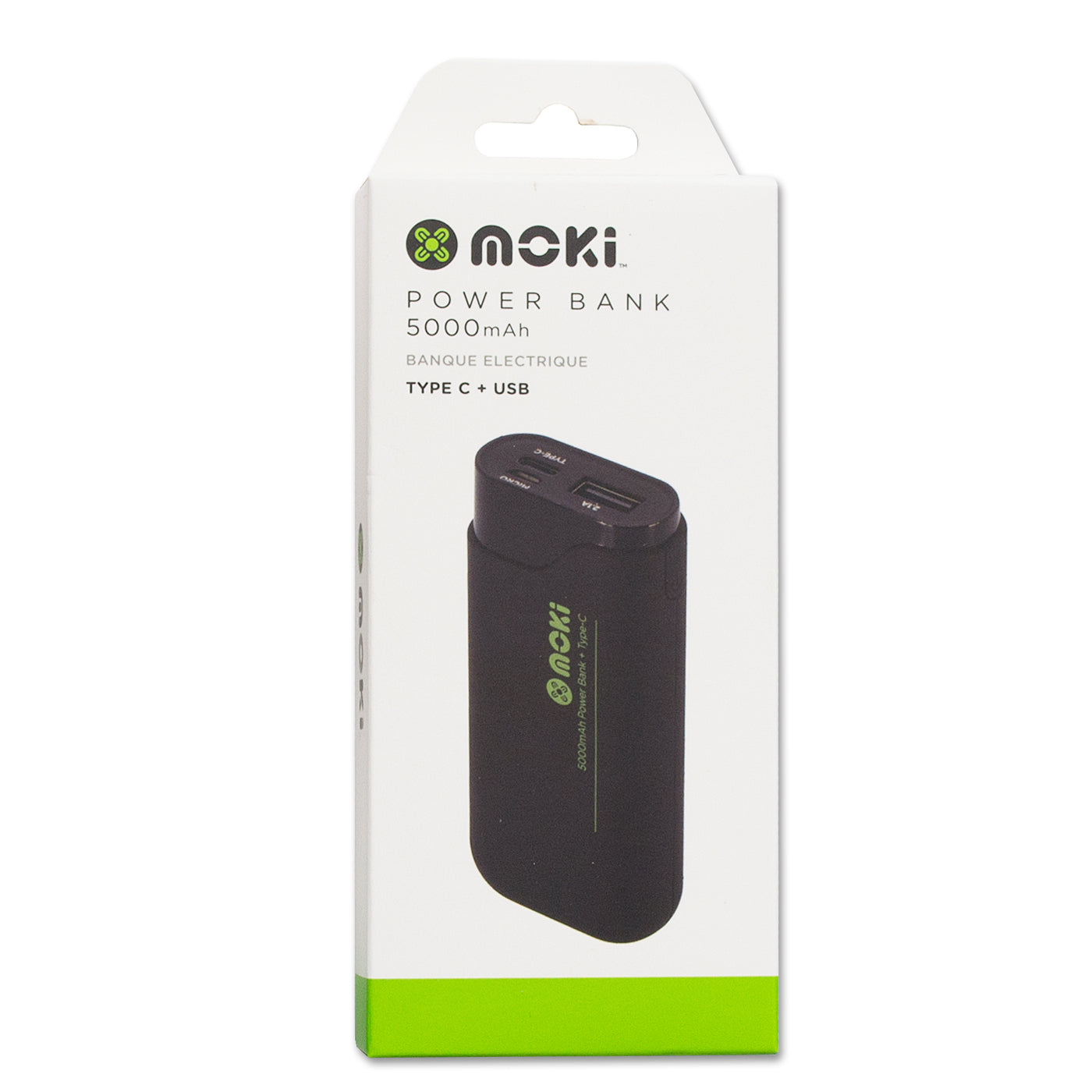 Moki Power Bank Plus 5000mAh USB + Type-C Fast Charge