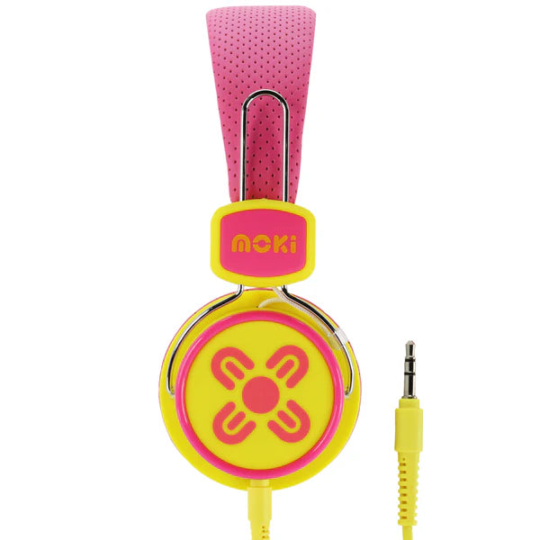 Moki Headphones for Kids Volume Limited Pink & Yellow