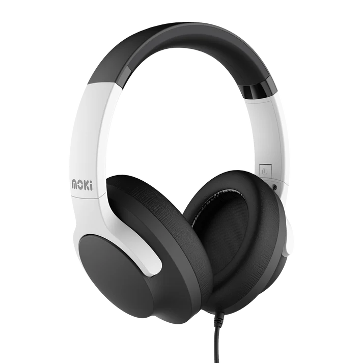 Moki Type-C Connect Headphones + Inline Mic & Control Black & White