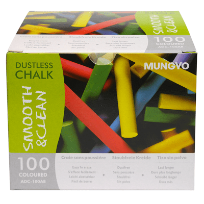 Mungyo Dustless Coloured Chalk Sticks Pack of 100
