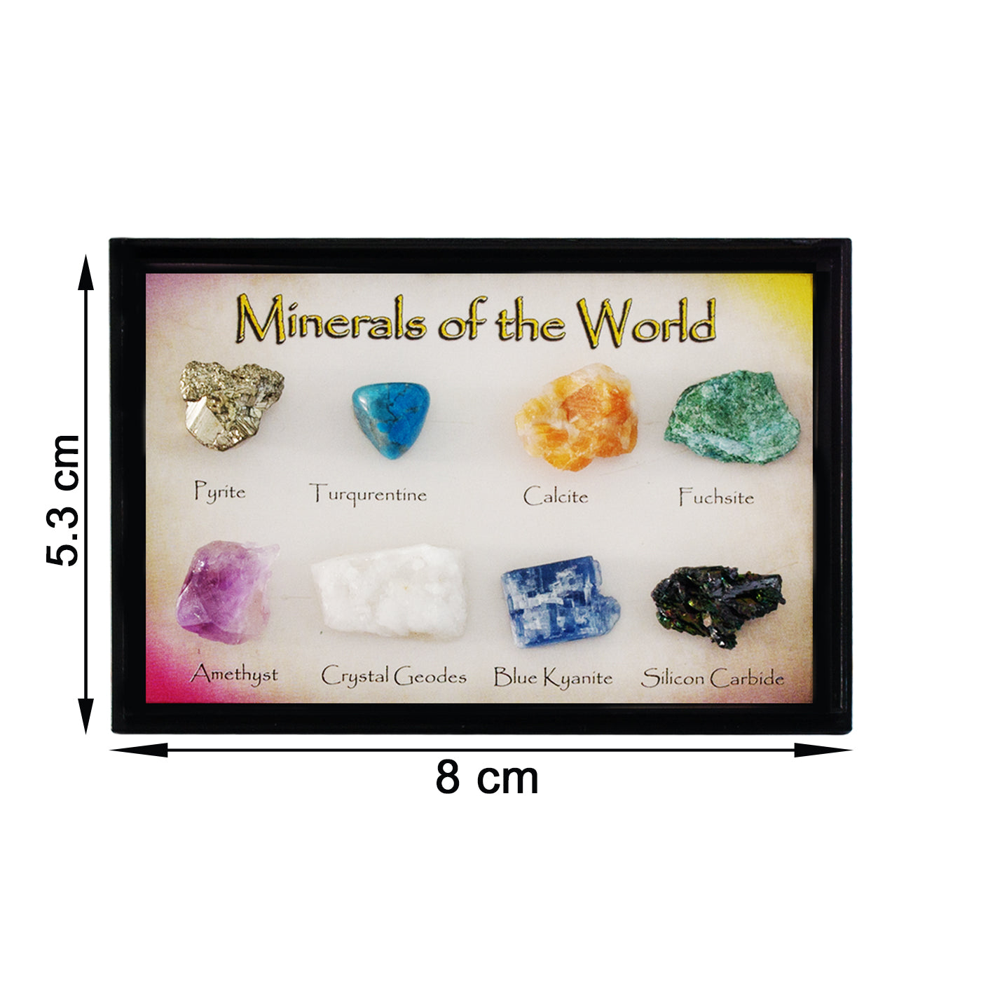 Natural Mineral Crystals Rectangular Specimen Set of 8