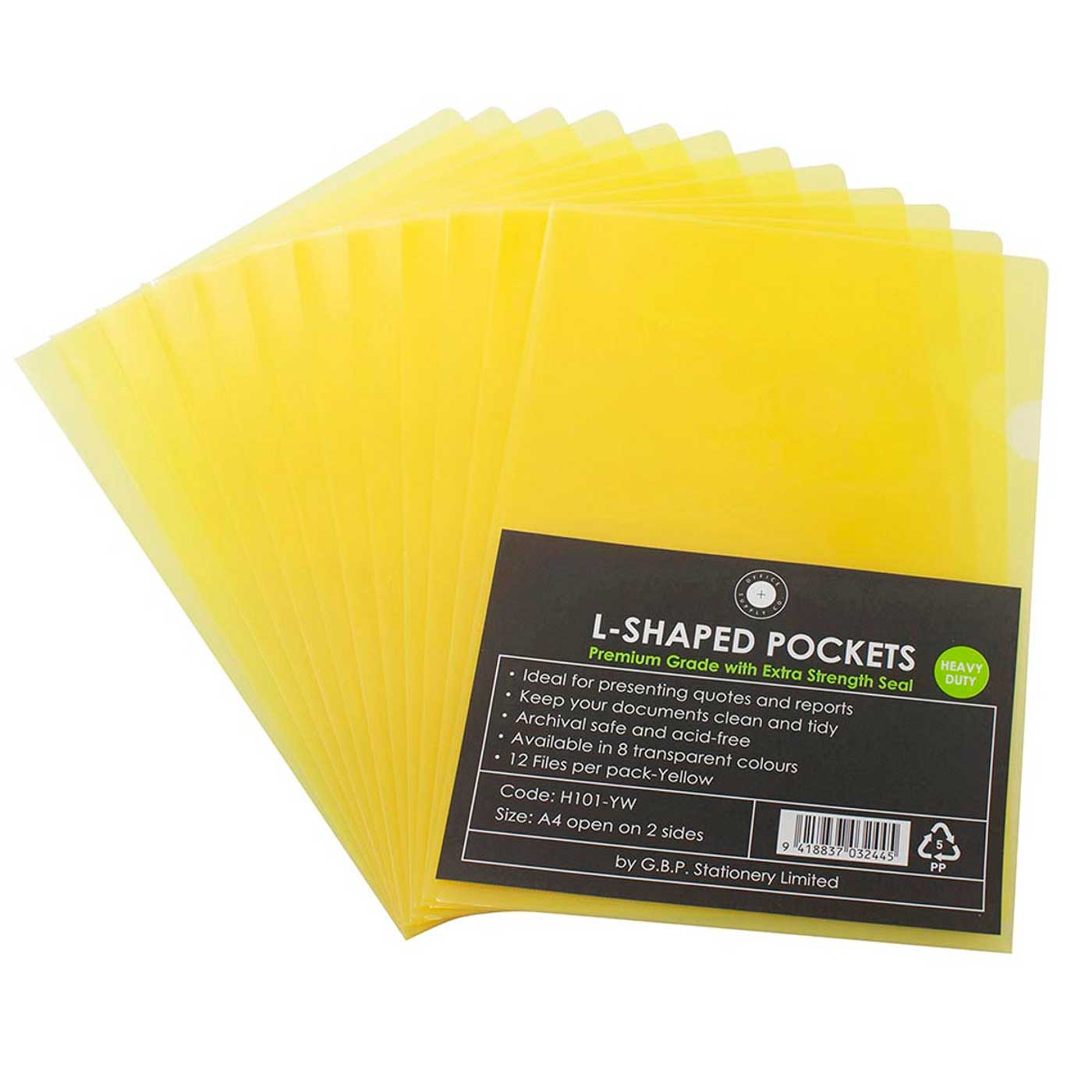 OSC L Shaped Pockets Premium A4 Yellow