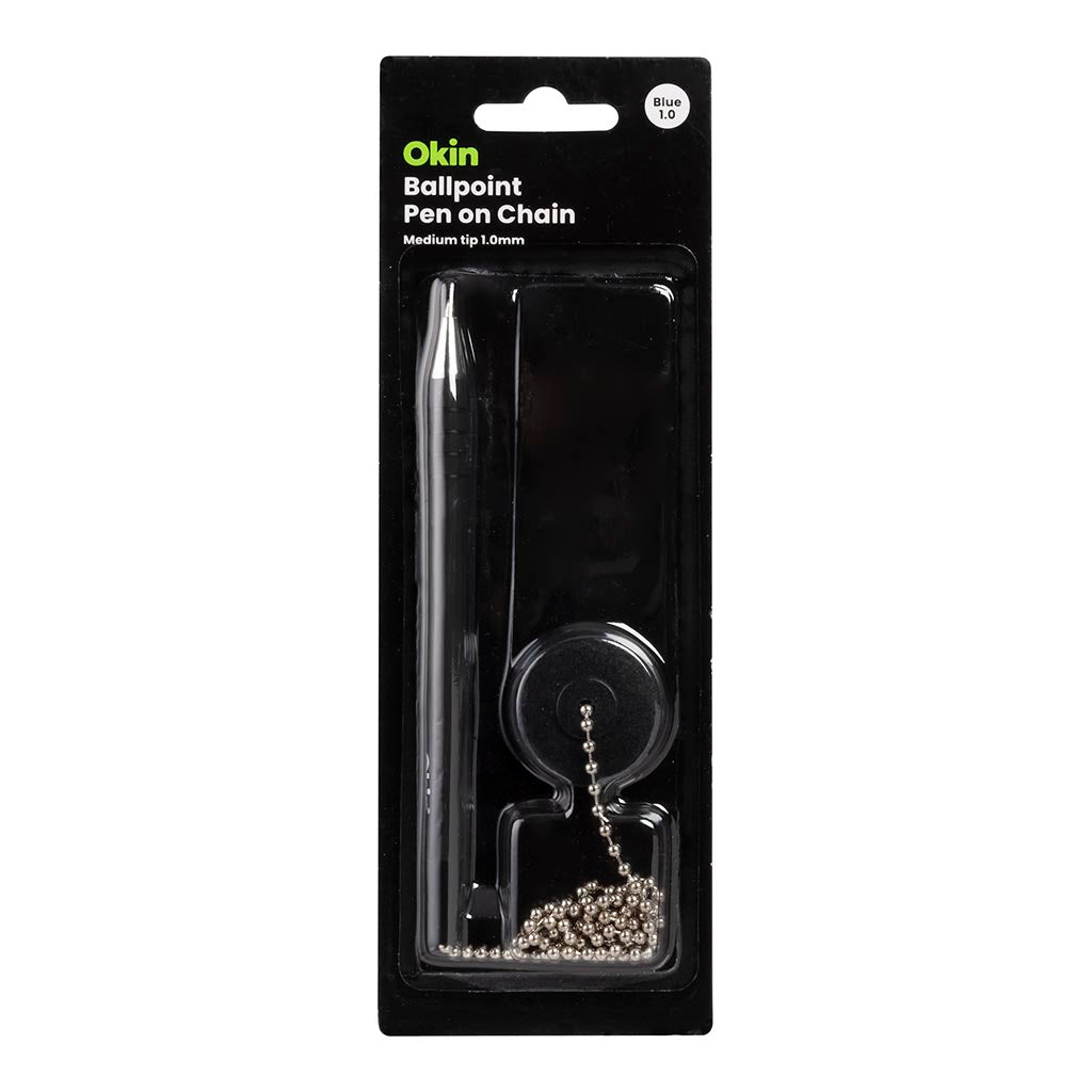 Okin Ballpoint Pen on Chain Medium 1mm Blue