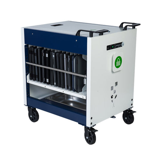 PC Locs 32 Bay Charging Station Revolution Trolley Cart for Laptops