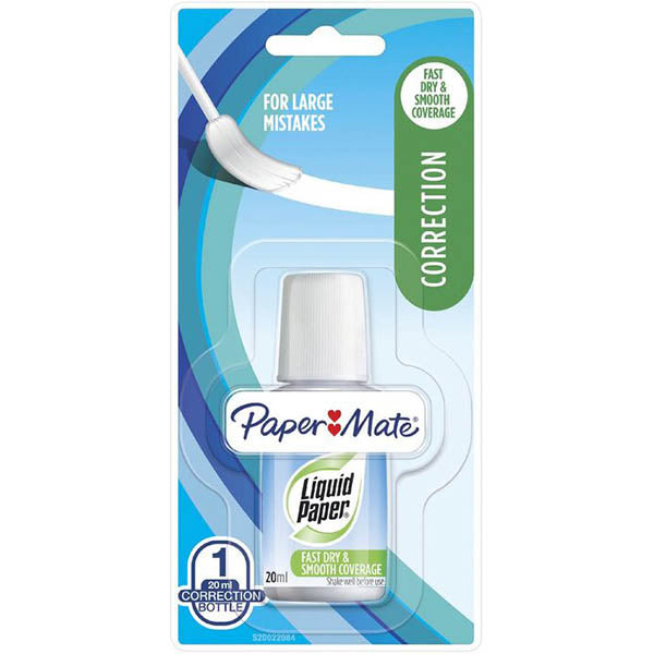 Paper Mate Correction Fluid Liquid Paper Bottle and Brush 20ml