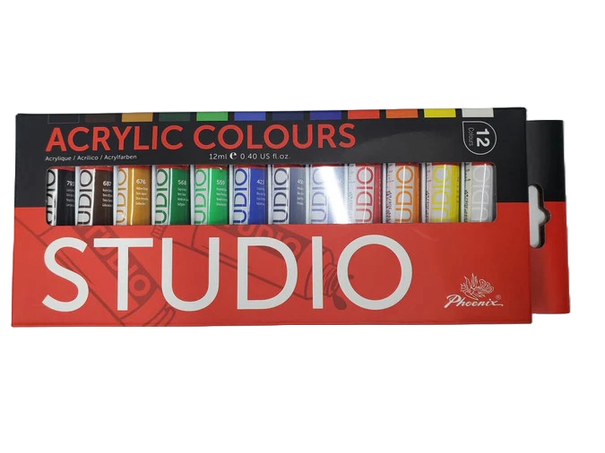 Phoenix Studio Acrylic Colour Tubes 12 x 12ml