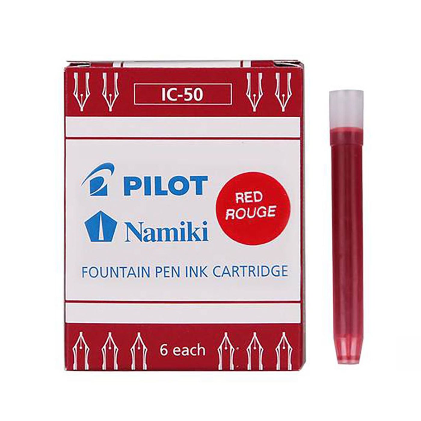 Pilot Fountain Pen Ink Cartridge Red Pack of 6