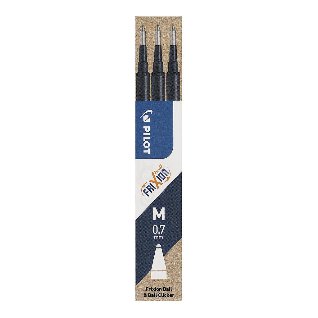 Pilot Frixion Erasable Refill Fine 0.7mm Pack of 3 (BLS-FR7-BB-S3P) Blue Black