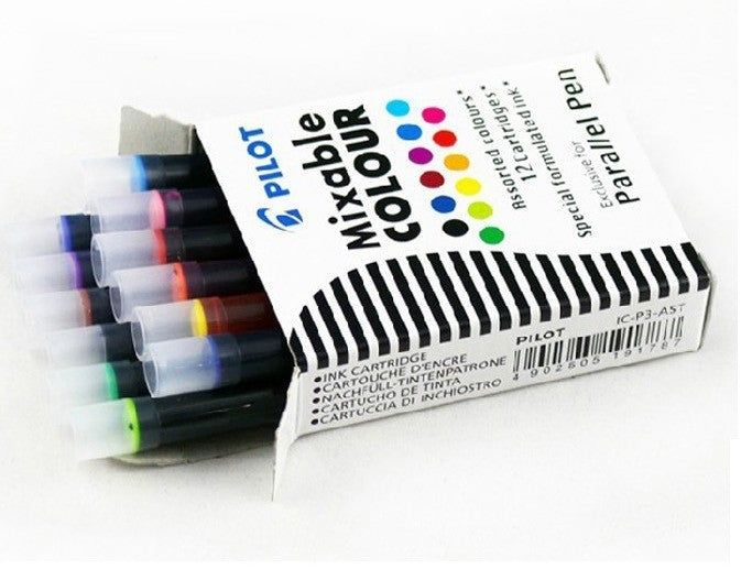 Pilot Parallel Pen Refill Cartridge IC-P3-AST Assorted Colours Pack of 12