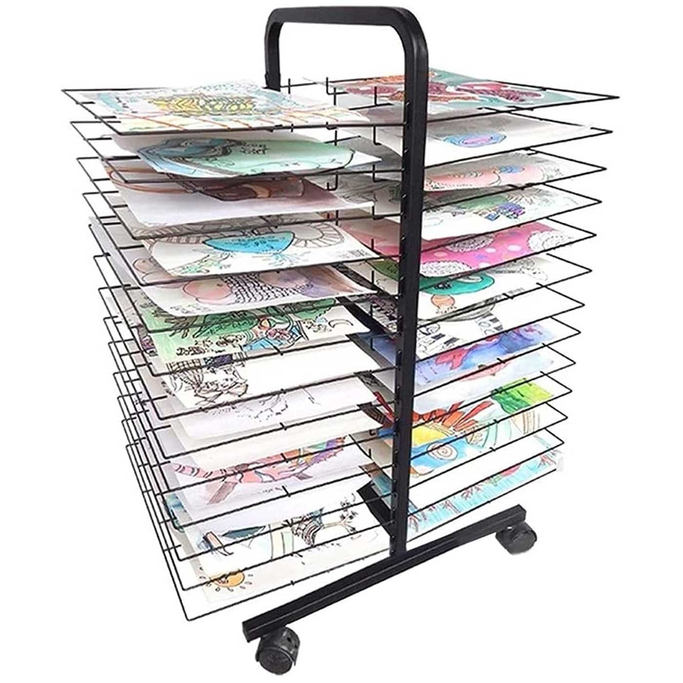 Portable Painting Drying Rack Double Sided A3 Size 50 Shelves