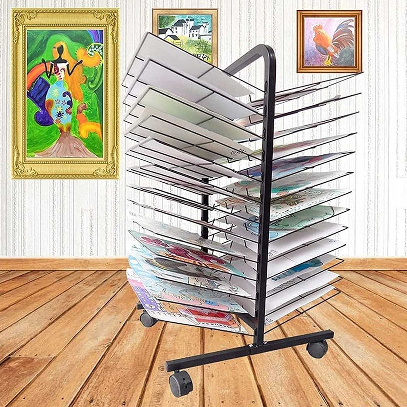 Portable Painting Drying Rack Double Sided A3 Size 50 Shelves