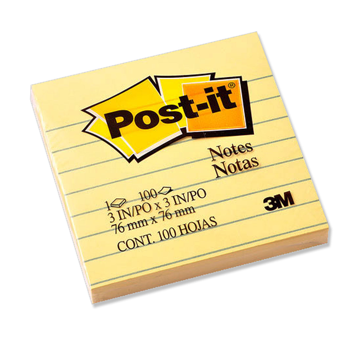 Post It Notes 3M Lined Yellow 76 x 76mm 100 Sheets