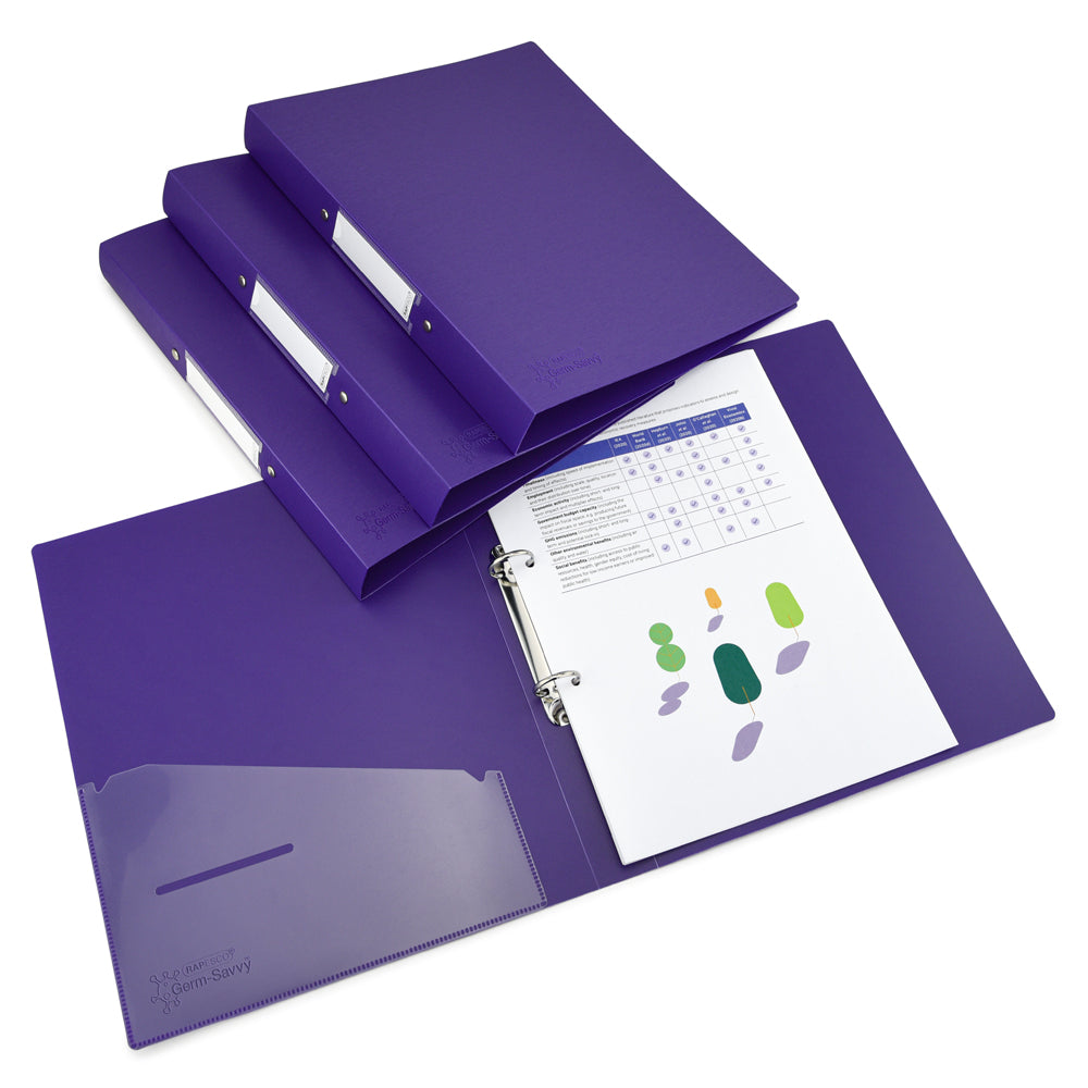 Rapesco Germ-Savvy Antibacterial A4 PP Ring Binder 225 Purple