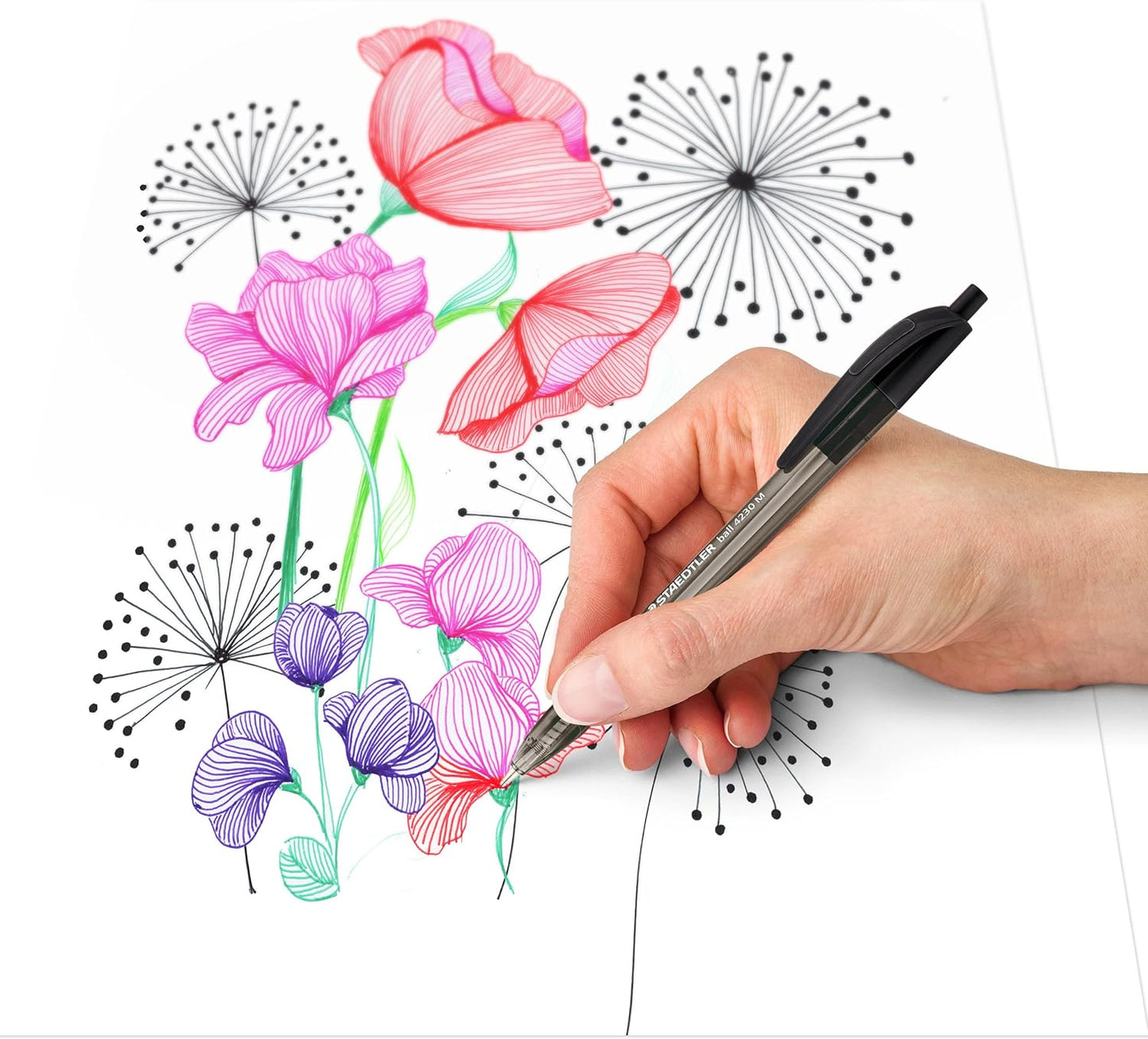 Staedtler Ballpoint Pen Triangular 4230 M-9 Retractable Medium Black