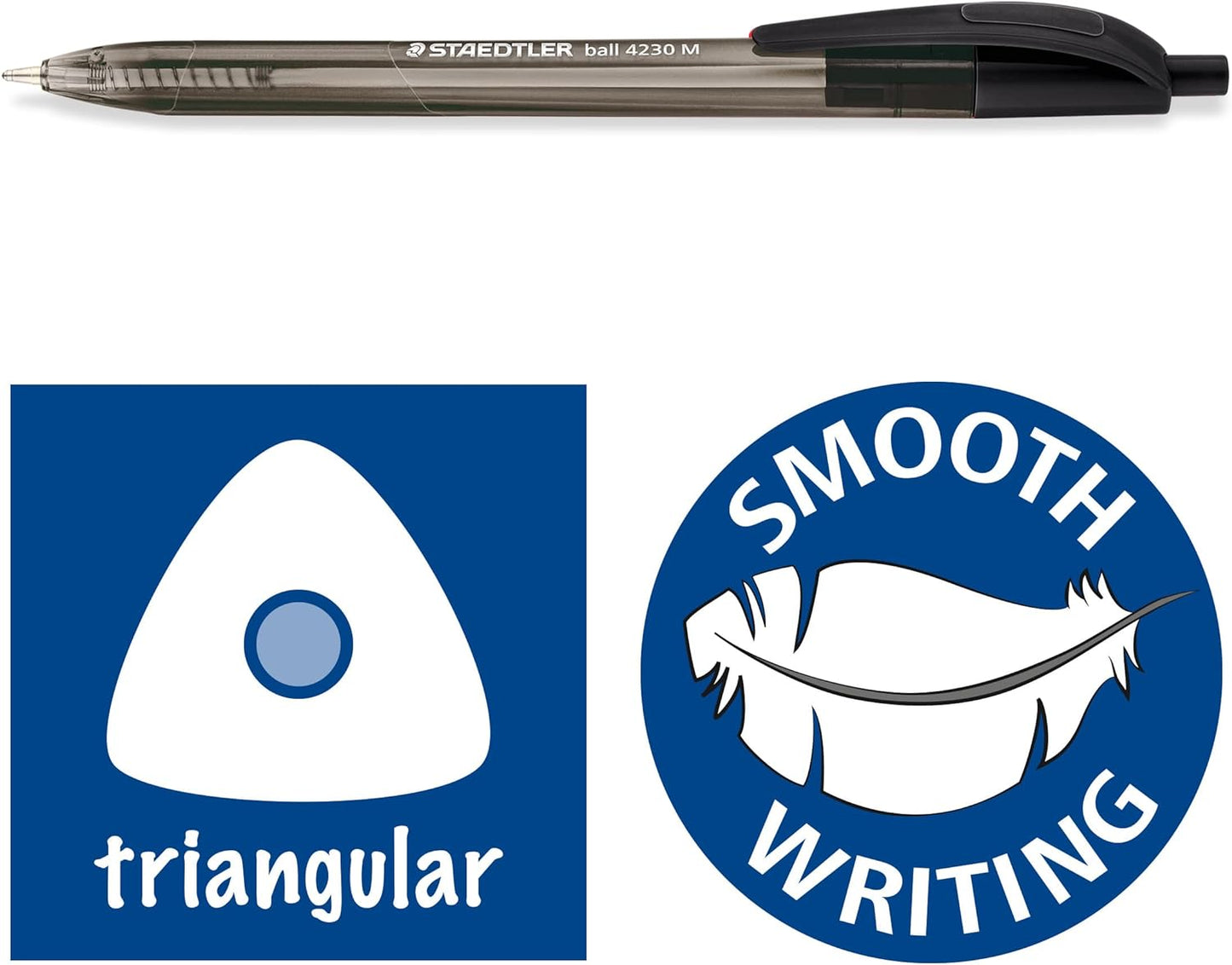 Staedtler Ballpoint Pen Triangular 4230 M-9 Retractable Medium Black