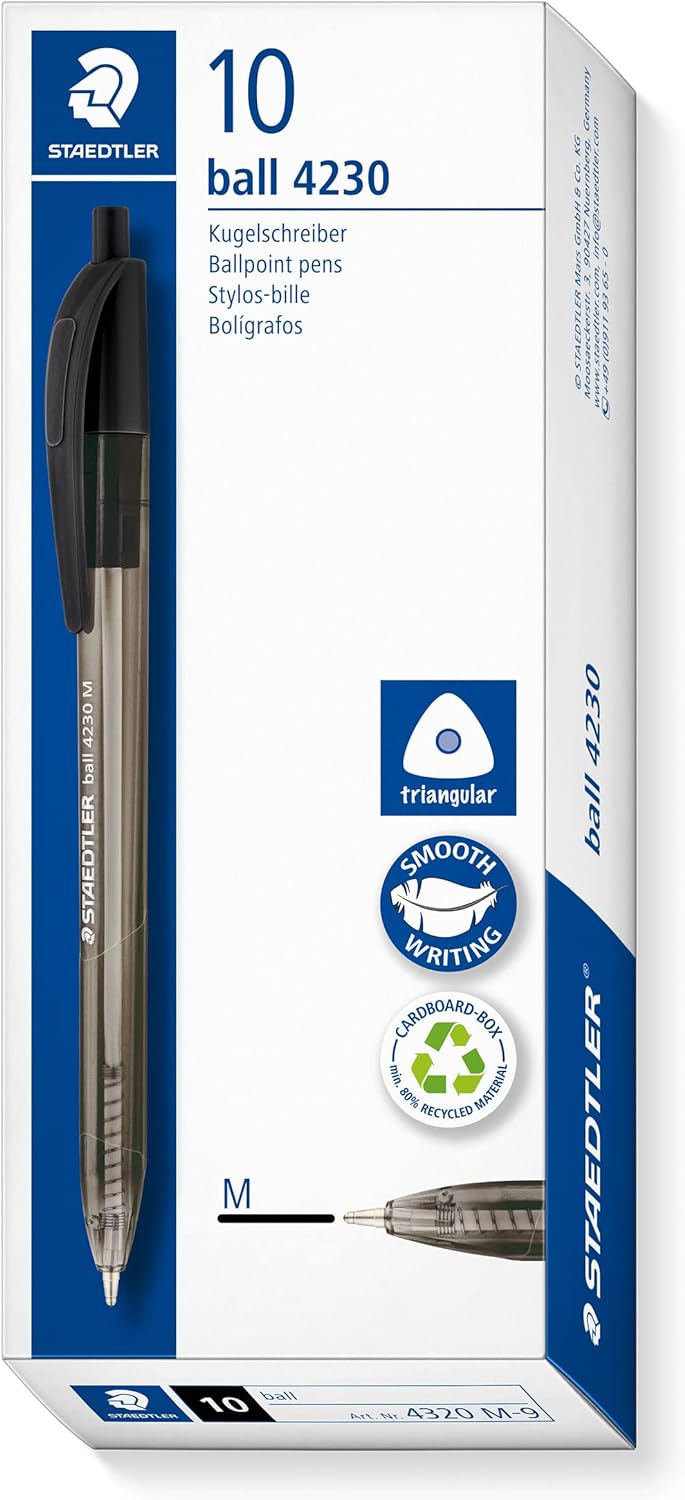 Staedtler Ballpoint Pen Triangular 4230 M-9 Retractable Medium Black