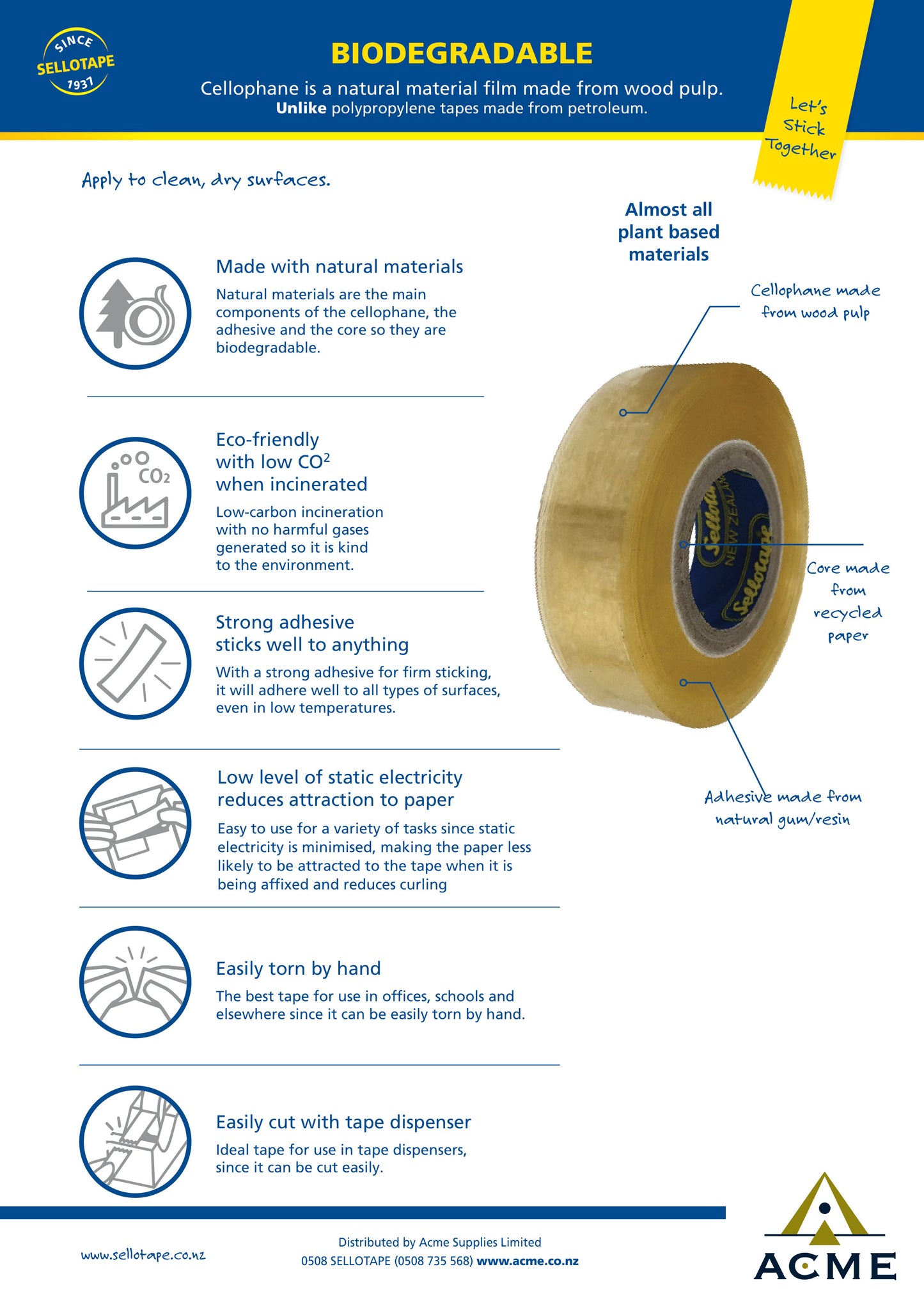 Sellotape 1105 Cellulose Tape 24mm x 66m