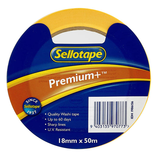 Sellotape Premium+ Washi Masking Tape 18mm x 50m