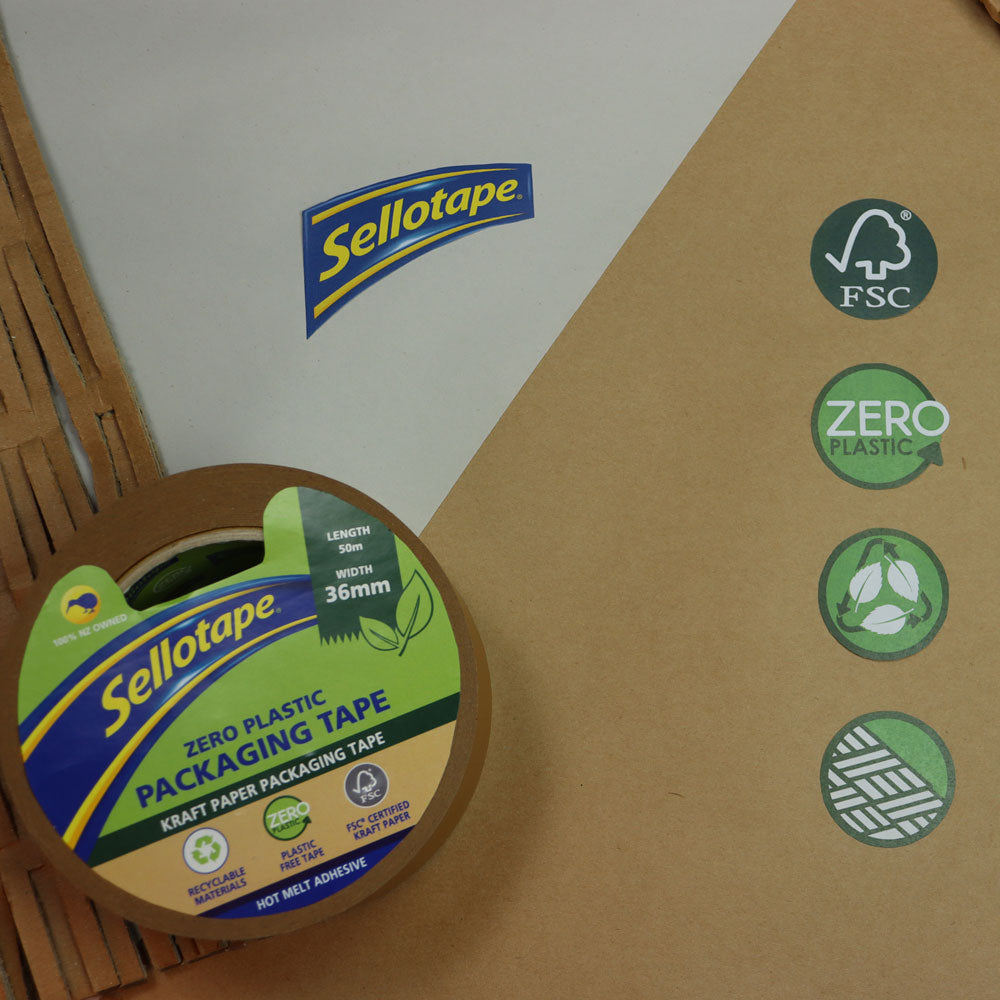 Sellotape Zero Plastic Kraft Paper Packaging Tape 36mm x 50m