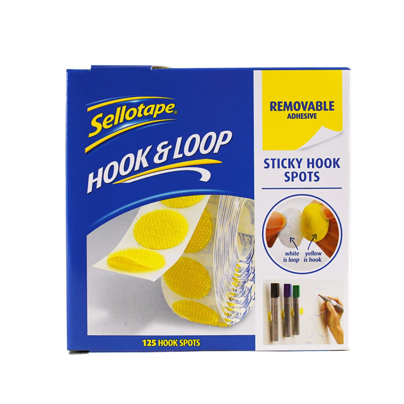 Sellotape Sticky Hook Spots Removable 22mm 125 Pack